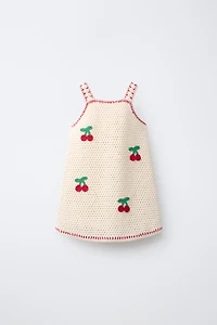 KNIT CROCHET CHERRY DRESS