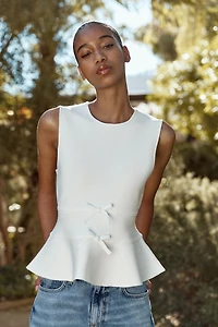 TOP EN MAILLE PÉPLUM AVEC LACETS