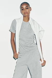 METALLIC THREAD TEXT T-SHIRT