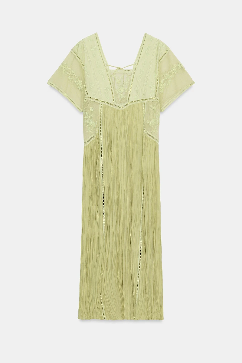 EMBROIDERED PLEATED DRESS ZW COLLECTION