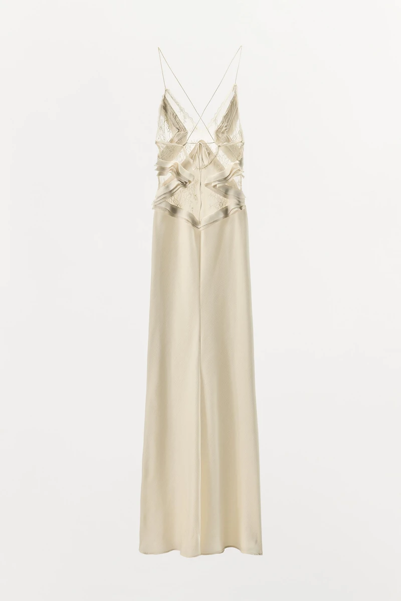 LONG GEORGETTE RUFFLE DRESS