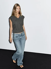 Veste sans manches en maille à col V