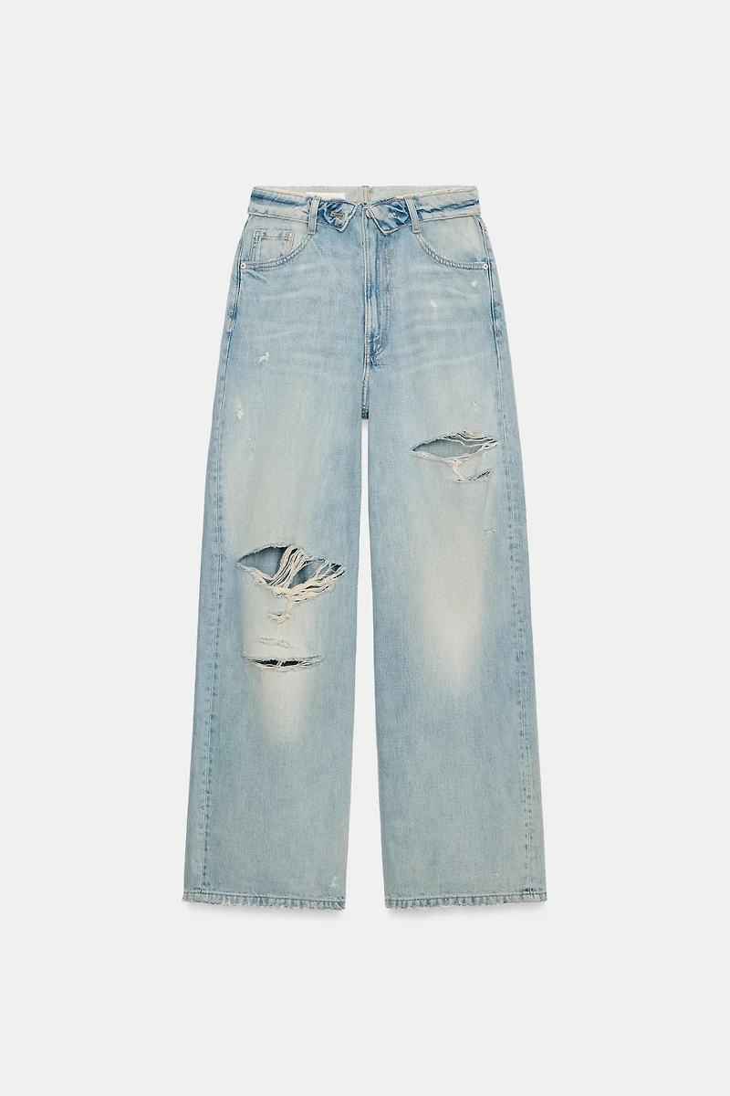 TRF FOLDED WAIST MID-RISE JEANS