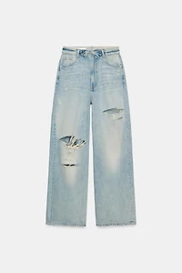 TRF FOLDED WAIST MID-RISE JEANS