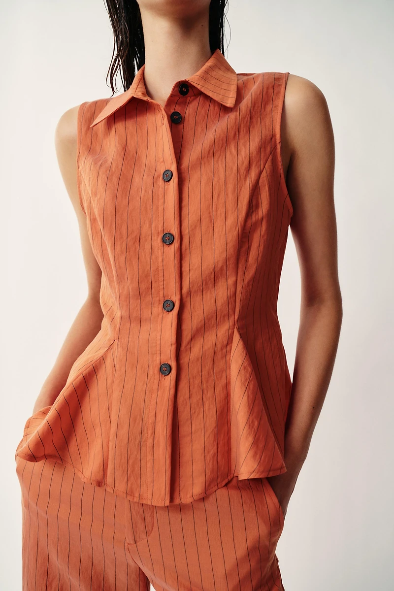 STRIPED PEPLUM VEST