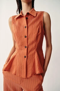 STRIPED PEPLUM VEST
