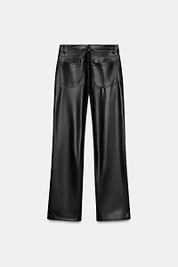 LOW-RISE FAUX LEATHER PANTS