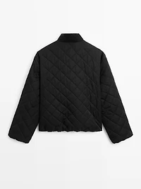 Short water-repellent quilted bomber jacket