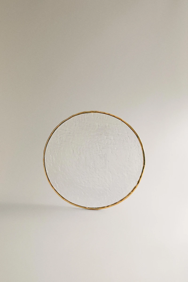 RAISED GLASS SIDE PLATE WITH GOLD RIM