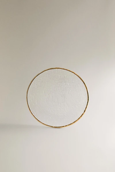 RAISED GLASS SIDE PLATE WITH GOLD RIM