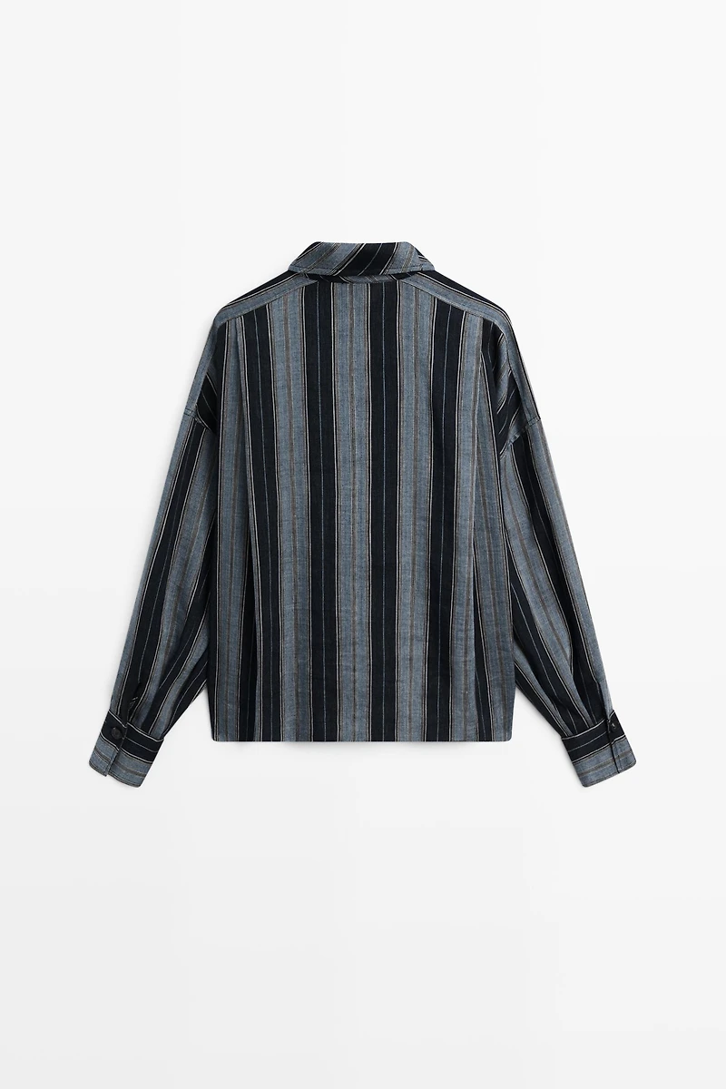 Striped flowing cotton linen shirt