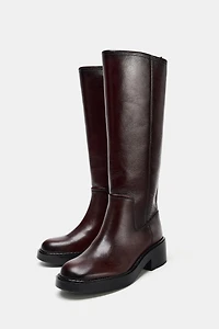 DISTRESSED EFFECT LEATHER BOOTS