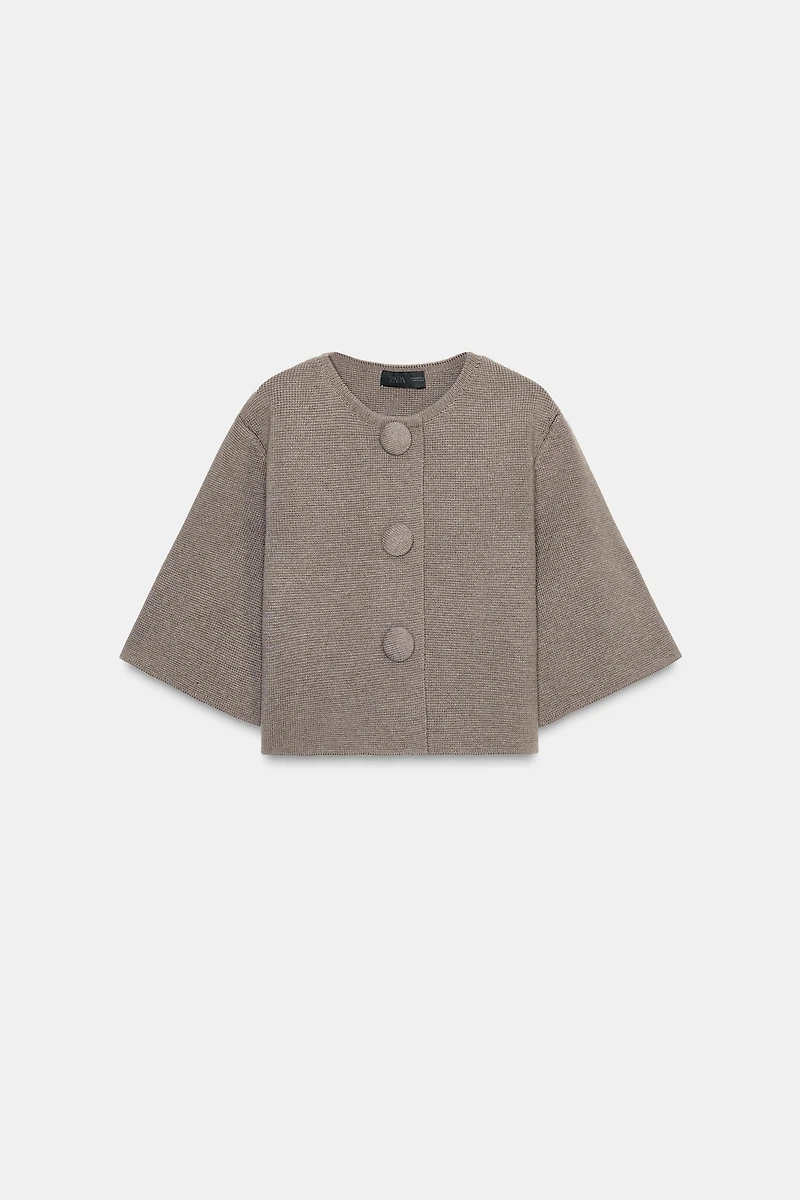 COVERED BUTTON KNIT CARDIGAN
