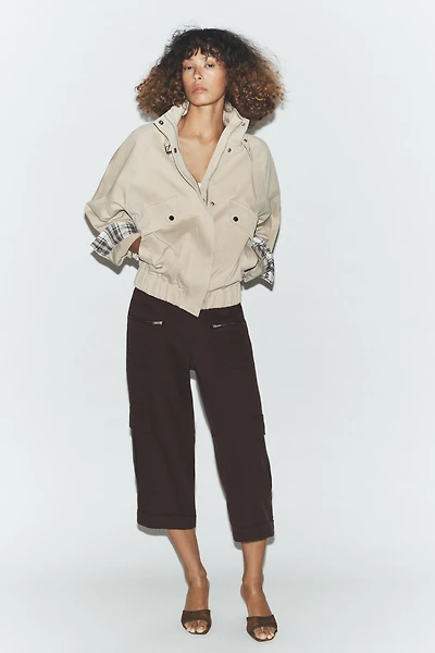 VESTE BOMBER OVERSIZE À COL MONTANT