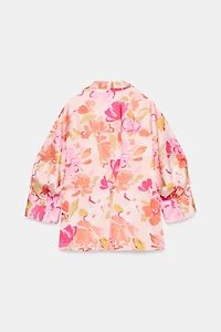 FLORAL PRINT SATIN EFFECT SHIRT