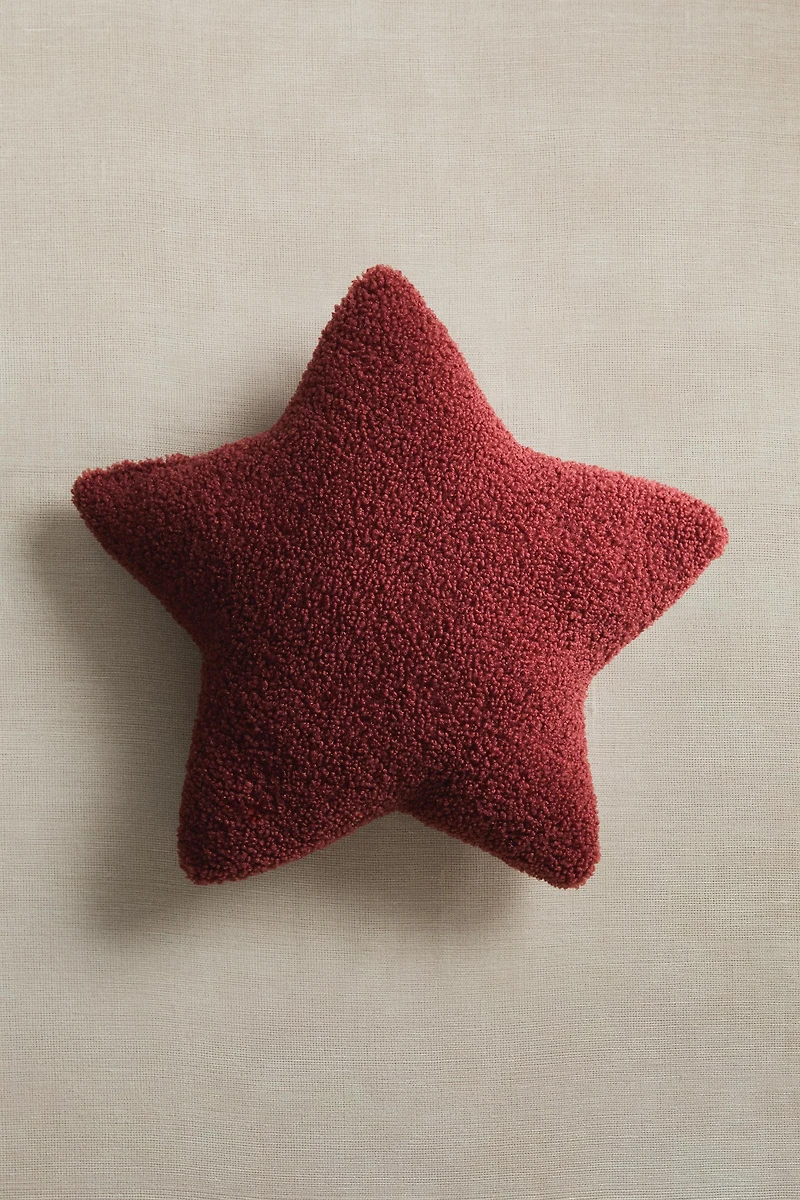 CHILDREN’S SMALL FAUX SHEARLING STAR THROW PILLOW