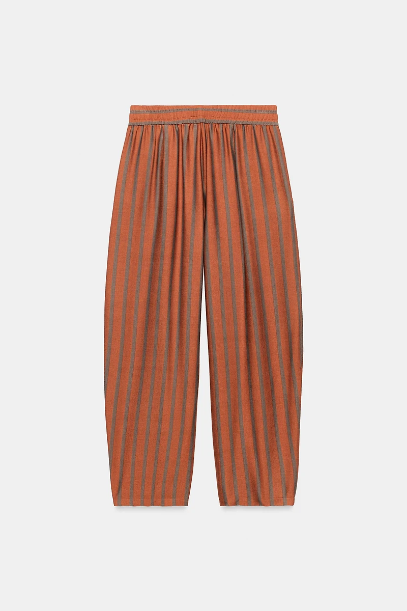 ELASTIC WAIST STRIPED PANTS