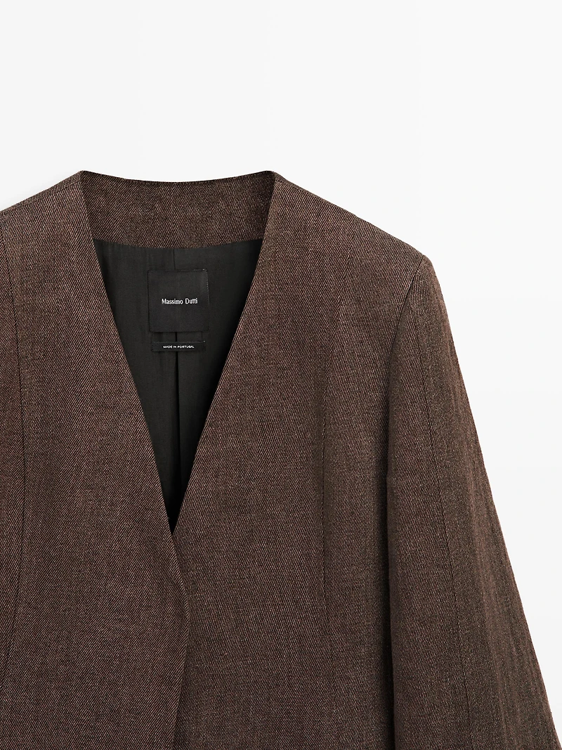 100% linen lapelless blazer