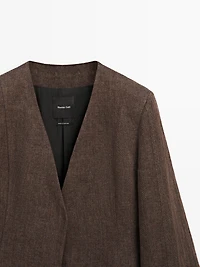 100% linen lapelless blazer