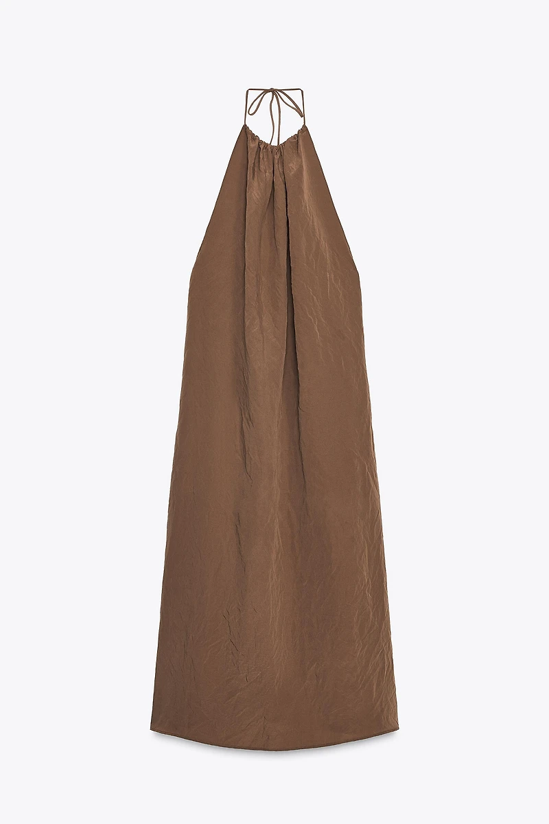 FLOWY OPEN-BACK HALTER DRESS