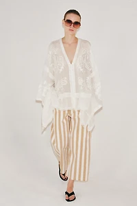 ZW COLLECTION EMBROIDERED CAPE BLOUSE