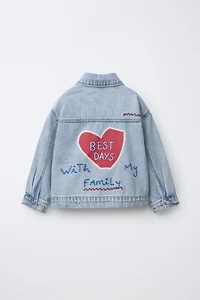 EMBROIDERED HEART DENIM JACKET