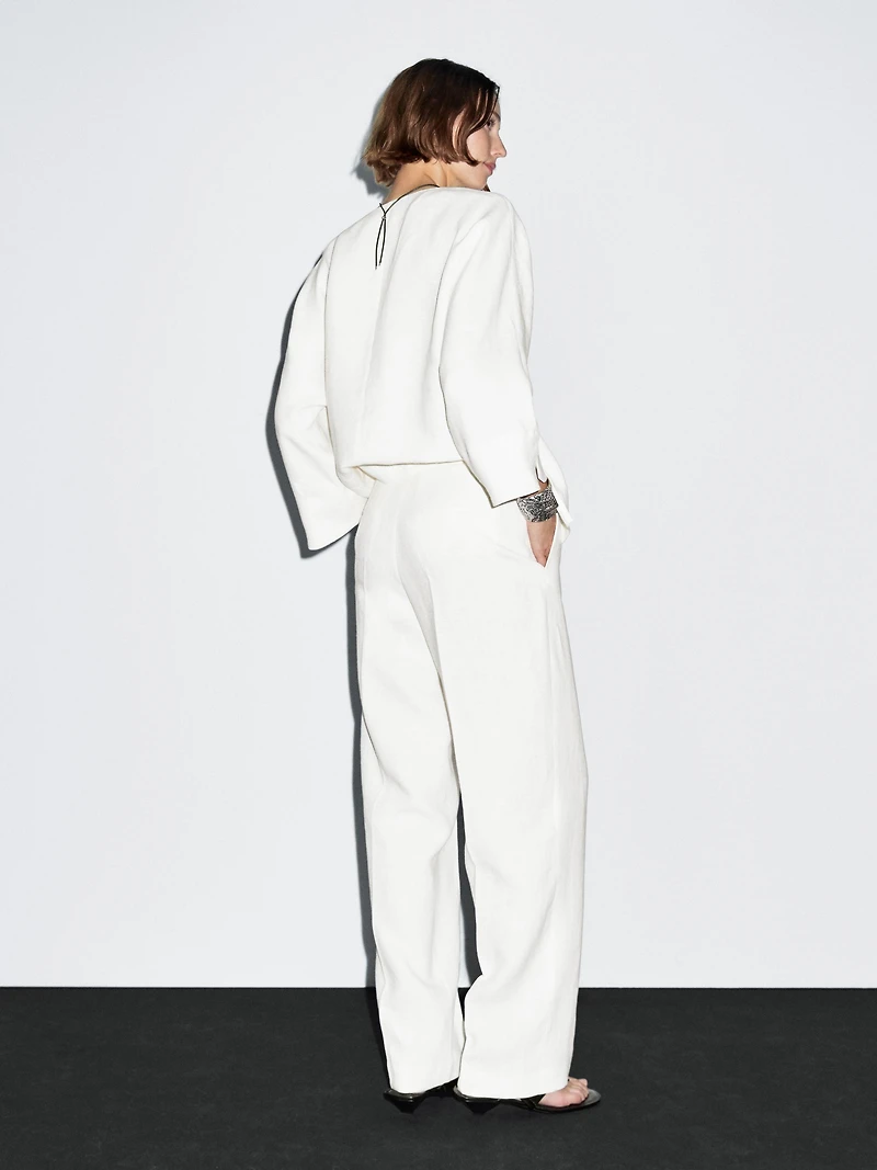 Pantalon de tailleur droit 100 % lin