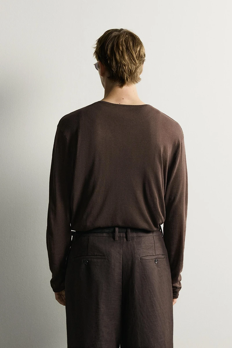 SEMI-SHEER KNIT T-SHIRT