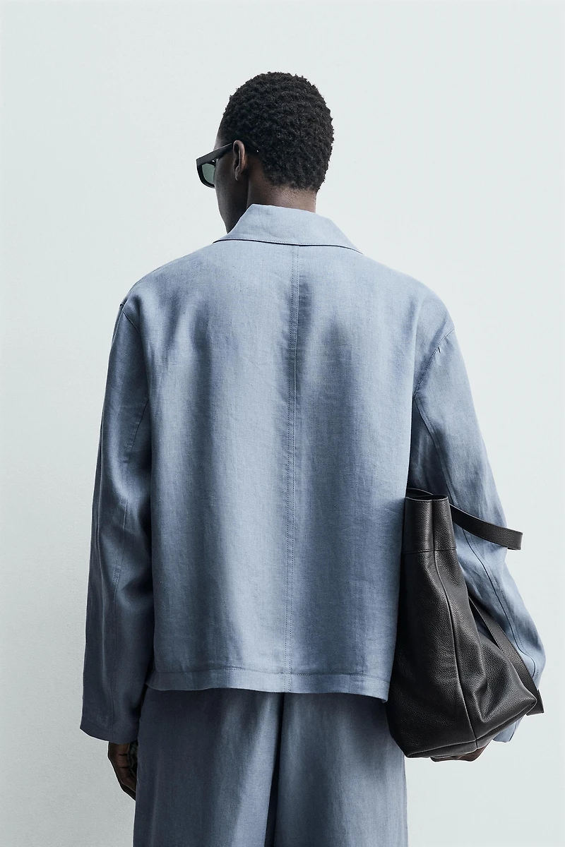 100% LINEN POCKET OVERSHIRT