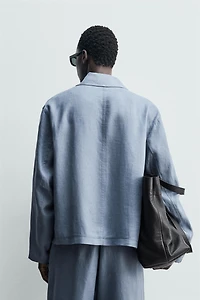 100% LINEN POCKET OVERSHIRT