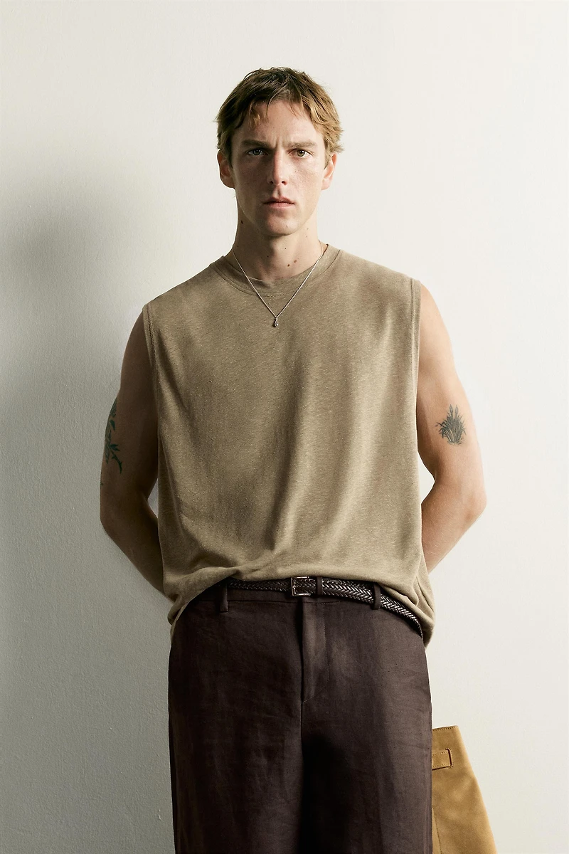 RELAXED FIT COTTON-LINEN TANK TOP