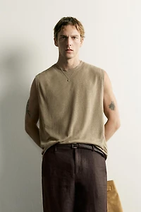 RELAXED FIT COTTON-LINEN TANK TOP