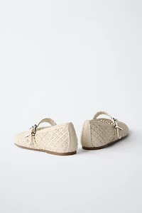 RAFFIA EFFECT BALLET FLATS