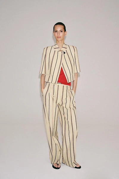 ZW COLLECTION STRIPED PLEATED TROUSERS