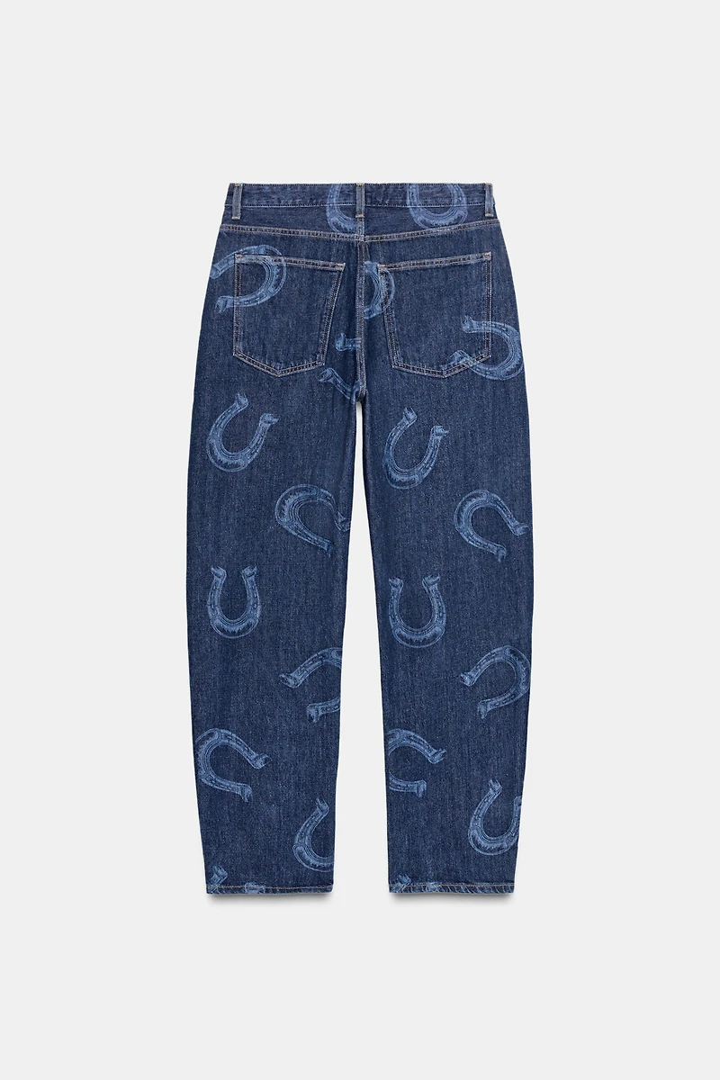 HIGH WAIST HORSESHOE TRF BARREL JEANS