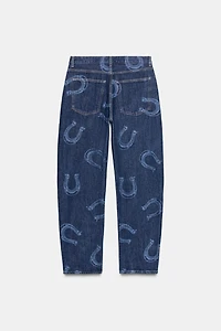HIGH WAIST HORSESHOE TRF BARREL JEANS