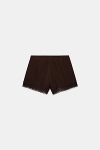EMBROIDERED LACE TRIM SHORTS