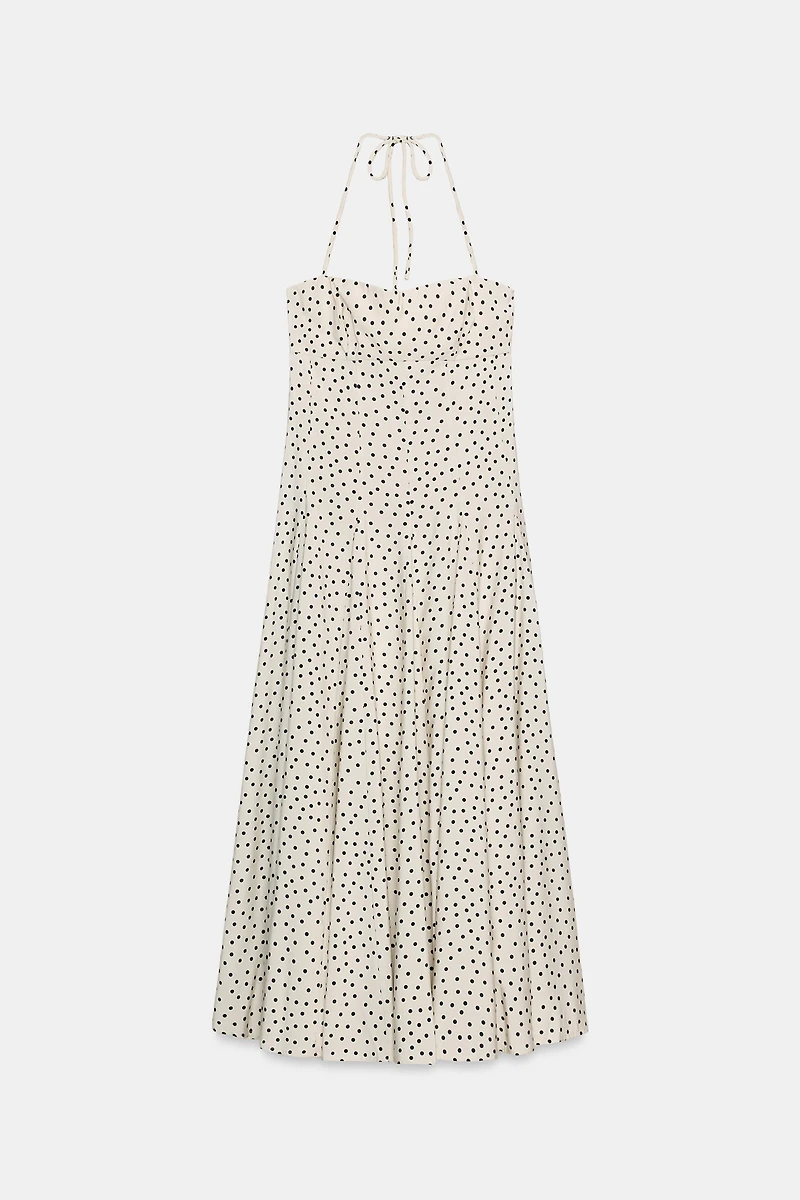 ROBE MI-LONGUE HALTER À POIS