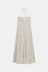 ROBE MI-LONGUE HALTER À POIS