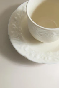 PORCELAIN GRAPE COFFEE CUP AND SAUCER