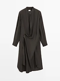 100% silk midi dress with fastening detail - STUDIO