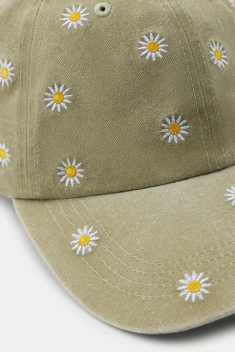 FLORAL EMBROIDERY TWILL CAP