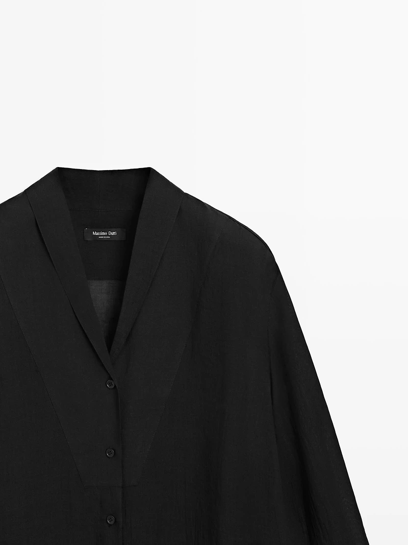 Flowing semi-sheer shirt with chest detail