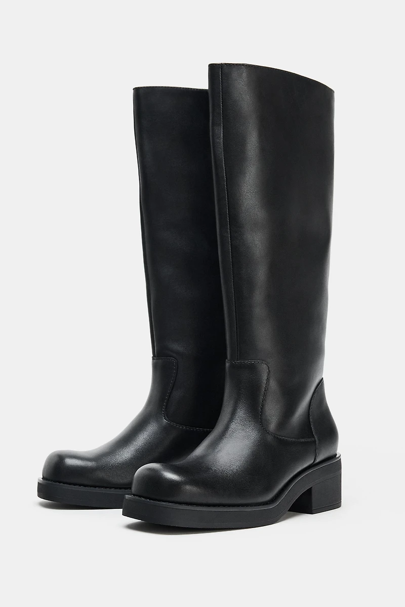 LOW HEEL WATER REPELLENT LEATHER BOOTS