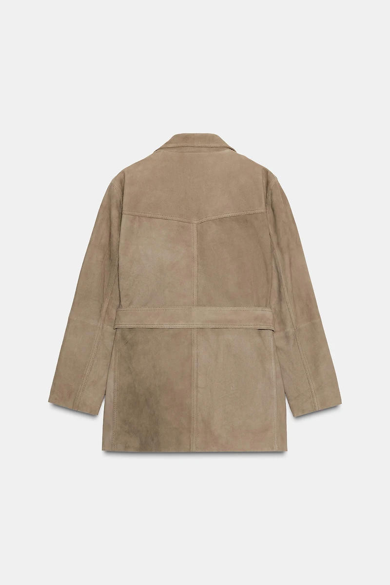 100% LEATHER BELTED JACKET