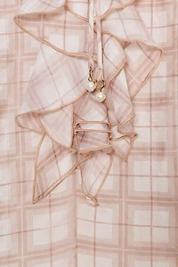 BLOUSE À CARREAUX ET VOLANTS