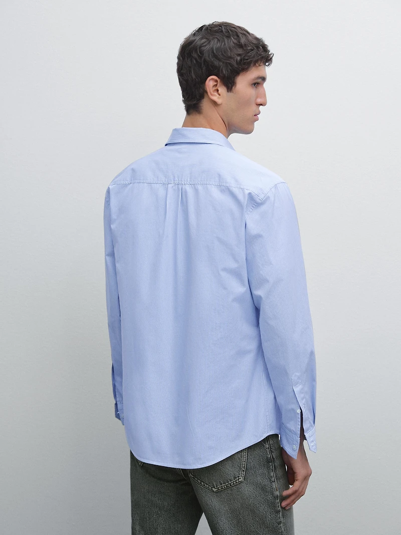 Chemise regular en popeline à rayures