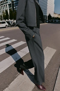 HERRINGBONE STRAIGHT LEG PANTS