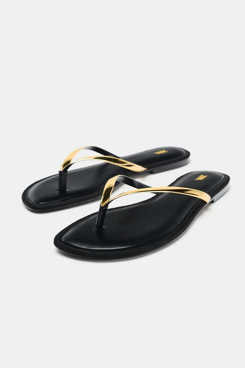 METALLIC DETAIL SLIDE SANDALS