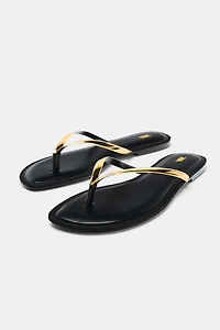 METALLIC DETAIL SLIDE SANDALS